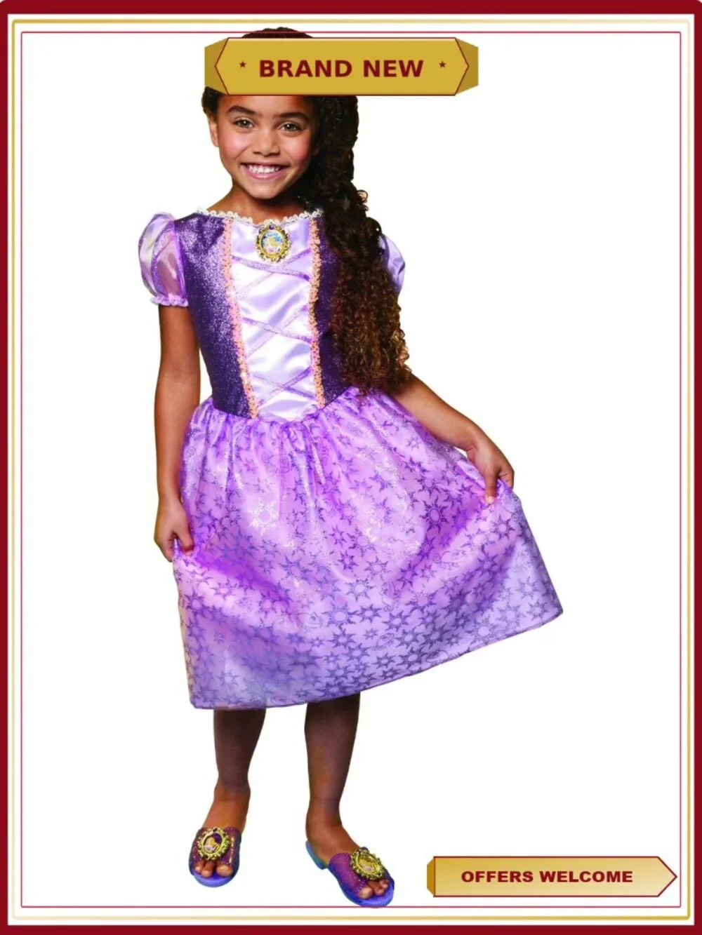Disney Princess Rapunzel Glitter Bodice Costume Dress Pretend Play